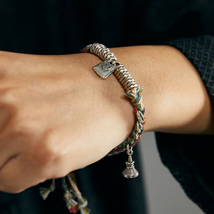 Pulsera de múltiples hebras de protección hecha a mano de plata de ley 925 con Buddha Stones - image 9