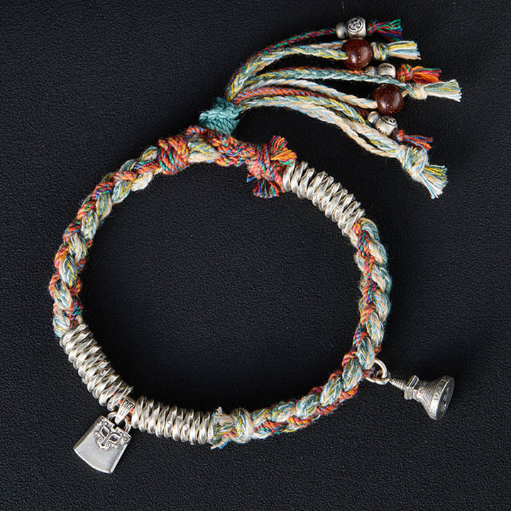 Pulsera de múltiples hebras de protección hecha a mano de plata de ley 925 con Buddha Stones - image 1