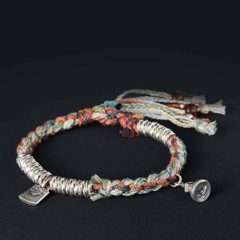 Pulsera de múltiples hebras de protección hecha a mano de plata de ley 925 con Buddha Stones - 19 cm apto para circunferencia de muñeca de 17 cm - image 0