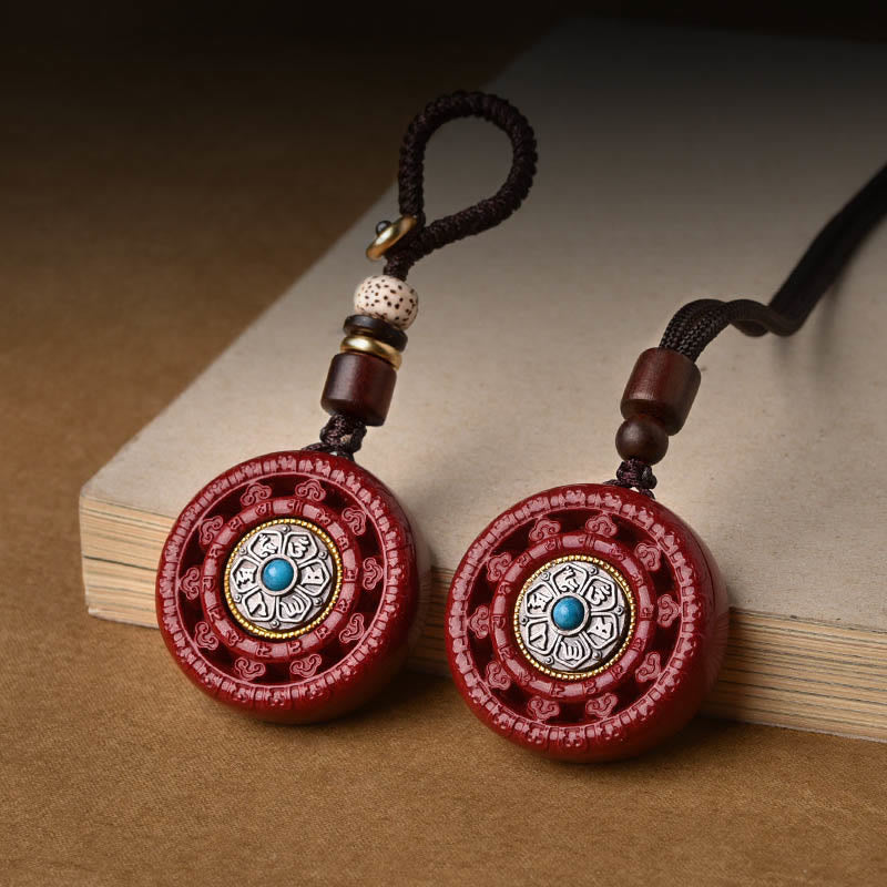 Colgante de collar giratorio con Buddha Stones cinabrio Om Mani Padme Hum bendición - image 1