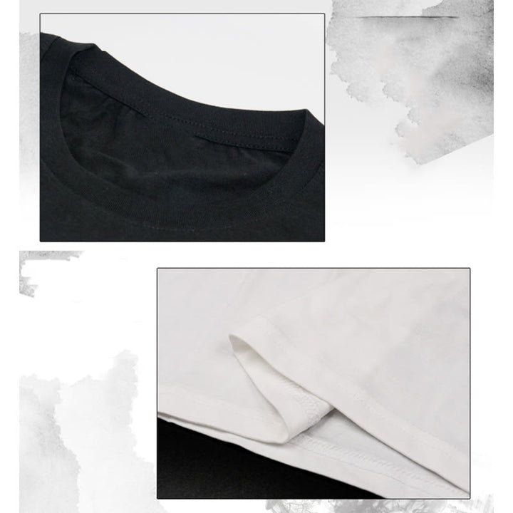 Buddha Stones Camiseta de algodón Yin Yang de manga corta con cuello redondo de verano para hombre - image 7