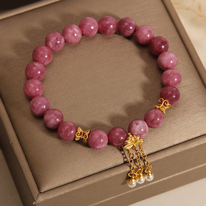 Pulsera Positiva con Flor de Loto y Turmalina Rosa de Buddha Stones