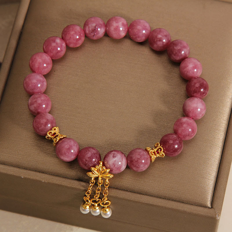 Pulsera Positiva con Flor de Loto y Turmalina Rosa de Buddha Stones