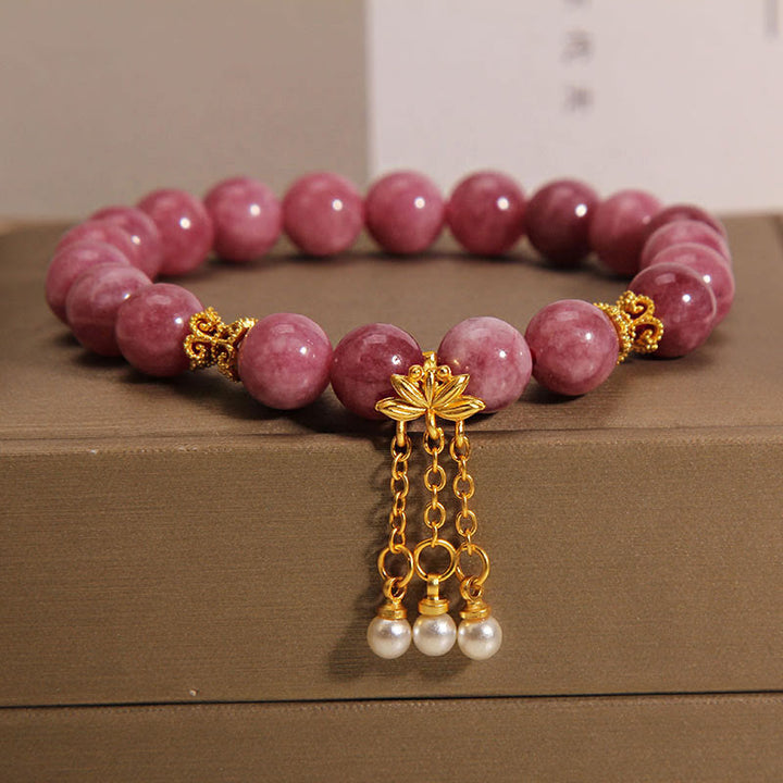 Pulsera Positiva con Flor de Loto y Turmalina Rosa de Buddha Stones