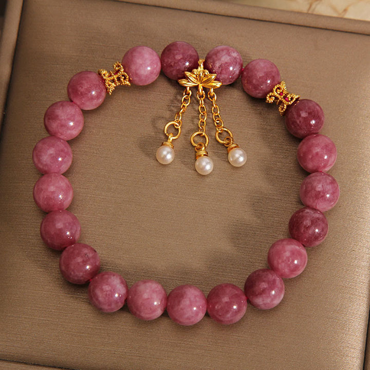 Pulsera Positiva con Flor de Loto y Turmalina Rosa de Buddha Stones