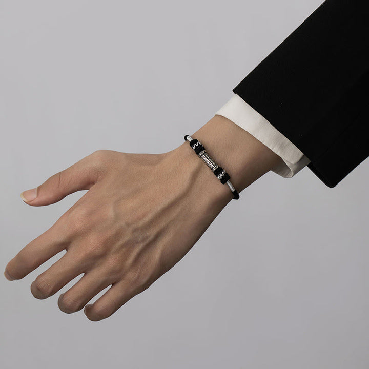 Pulsera de cuerda trenzada de sabiduría Om Mani Padme Hum de plata de ley 925 con Buddha Stones - image 11