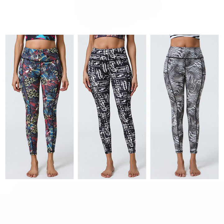 Buddha Stones Rose Lines Tiger Leopard Print Deportes Fitness Leggings de cintura alta Pantalones de yoga para mujer con bolsillos