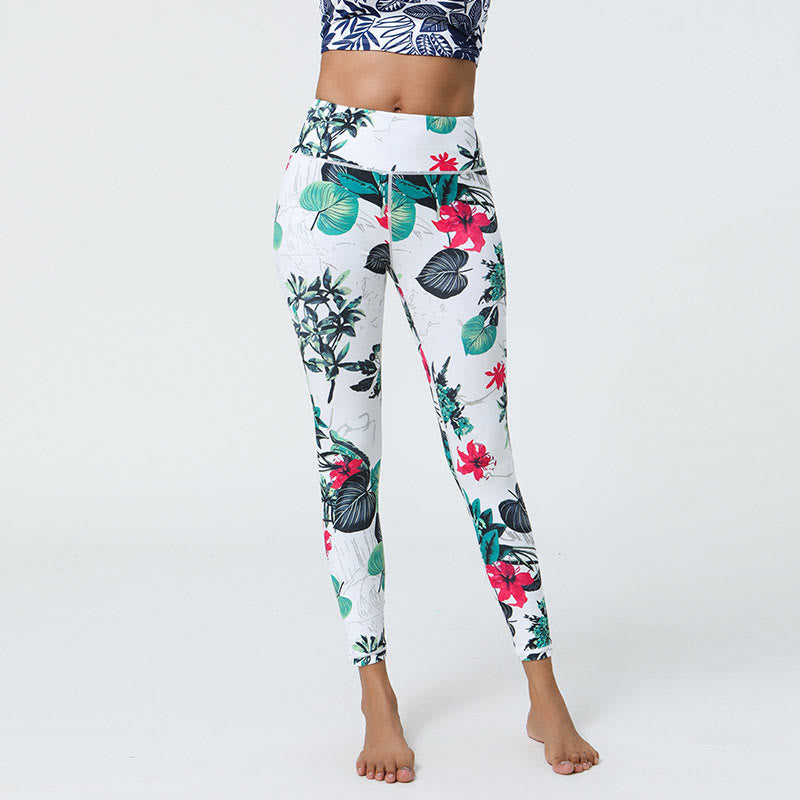 Pantalones de yoga para mujer con estampado de Buddha Stones, flores, hojas, dientes de león, piñas, deportivos, Fitness, cintura alta - image 8