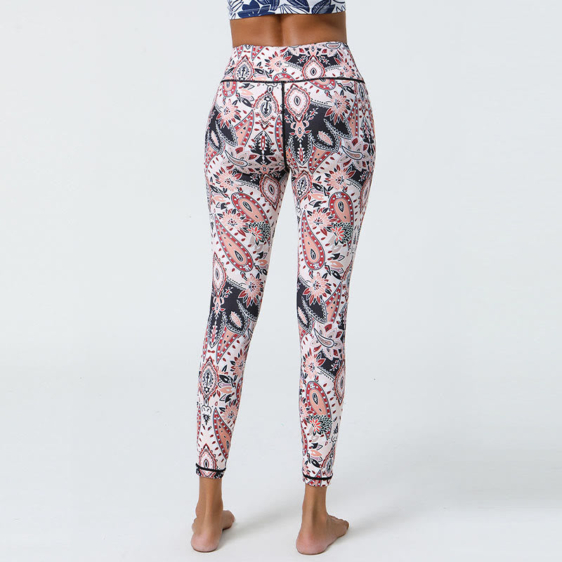 Buddha Stones flores plumas sol luna impresión deportes fitness yoga cintura alta polainas pantalones de mujer - image 25