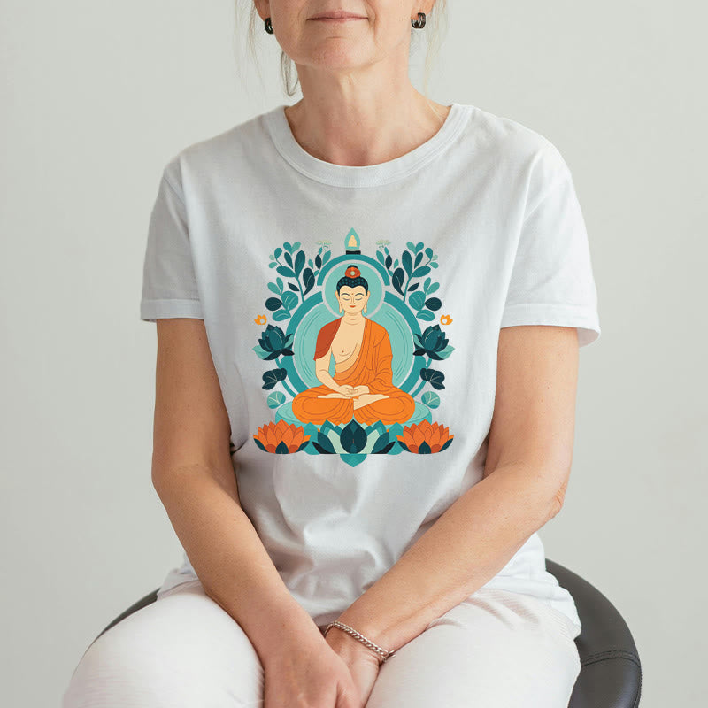Camiseta de Meditación de Buda con Piedras de Loto - image 4