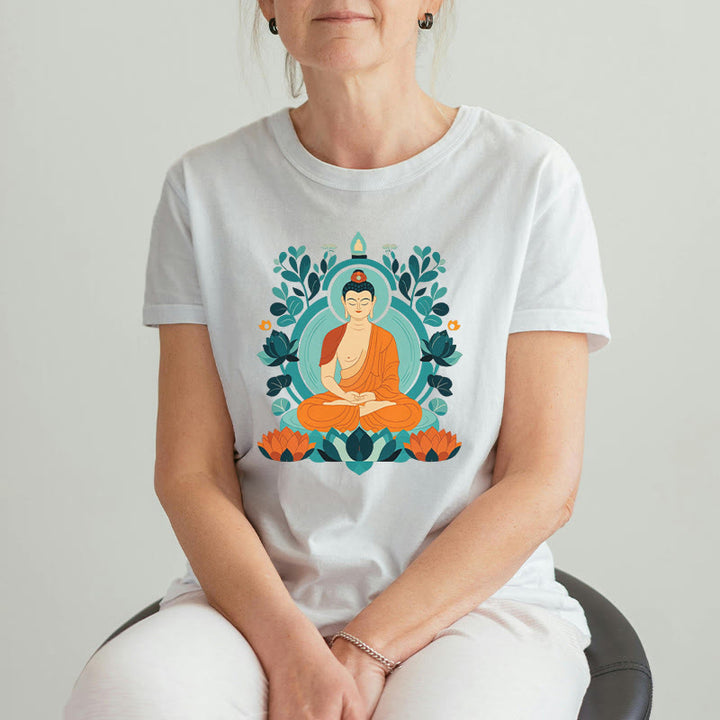 Camiseta de Meditación de Buda con Piedras de Loto - image 4