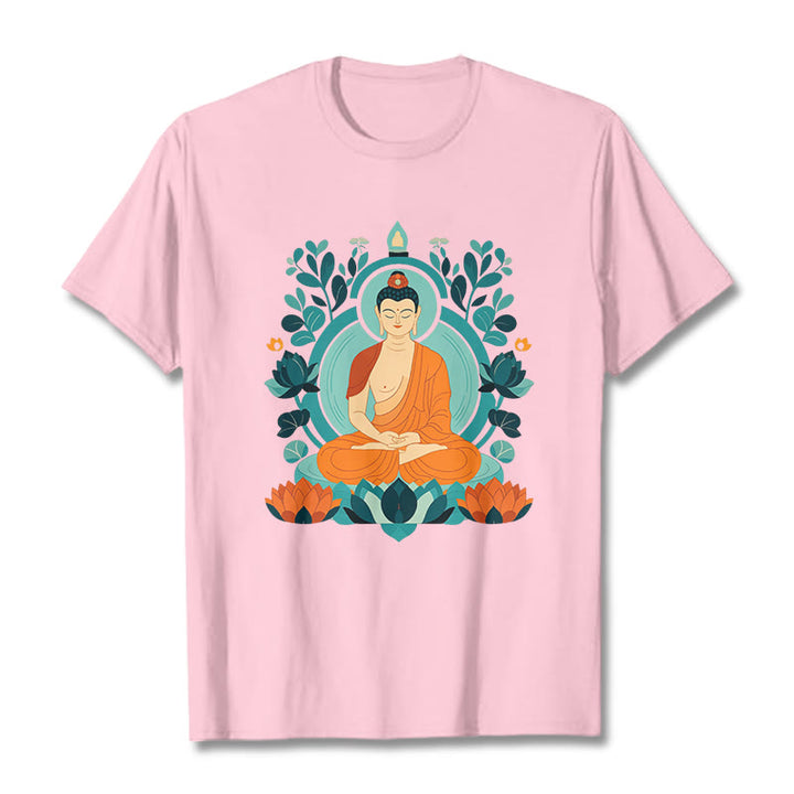 Camiseta de Meditación de Buda con Piedras de Loto - Rosa claro - 2XL - image 9