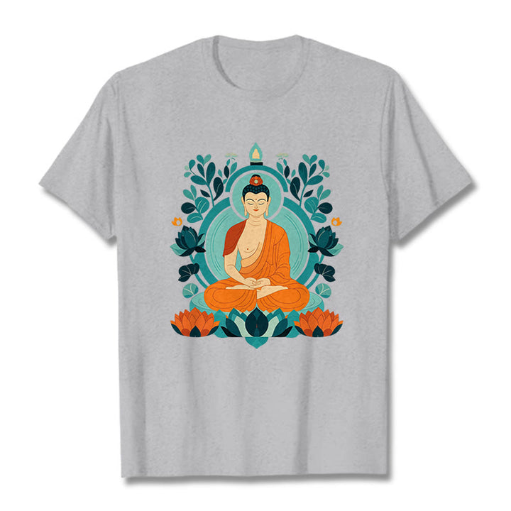 Camiseta de Meditación de Buda con Piedras de Loto - Gris claro - 2XL - image 12