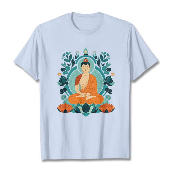 Camiseta de Meditación de Buda con Piedras de Loto - Cian claro - 2XL - image 11