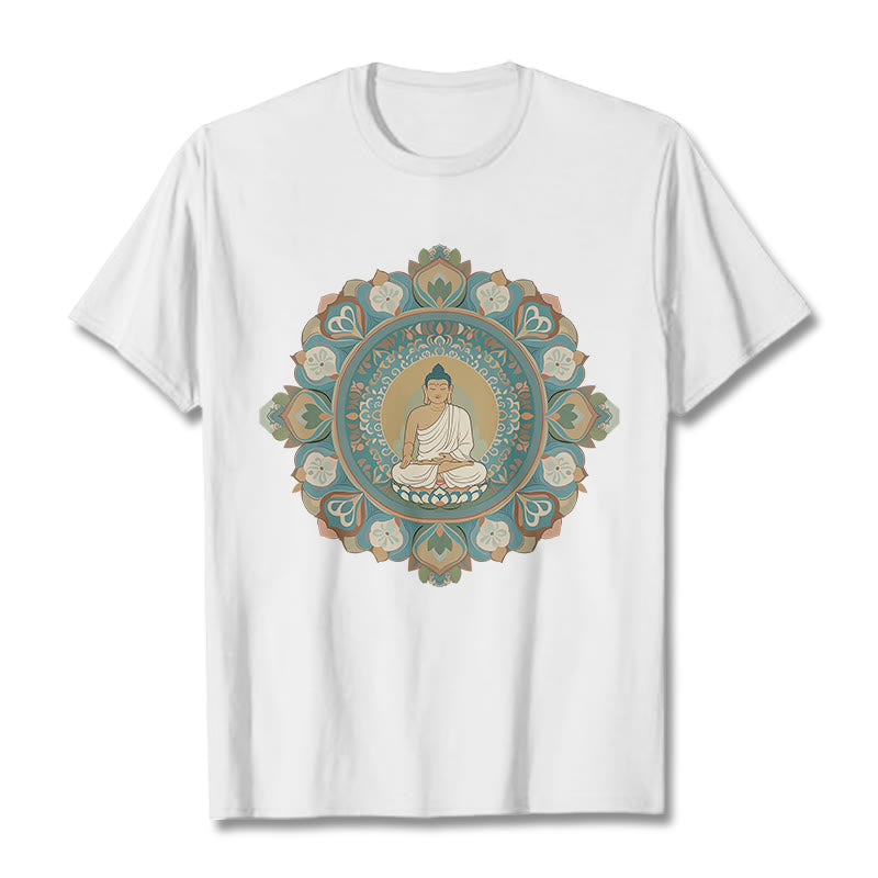 Camiseta de Flores de Mandala de Piedra de Buda - Blanco - 2XL - image 3