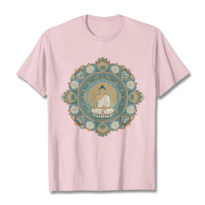 Camiseta de Flores de Mandala de Piedra de Buda - Rosa claro - 2XL - image 14