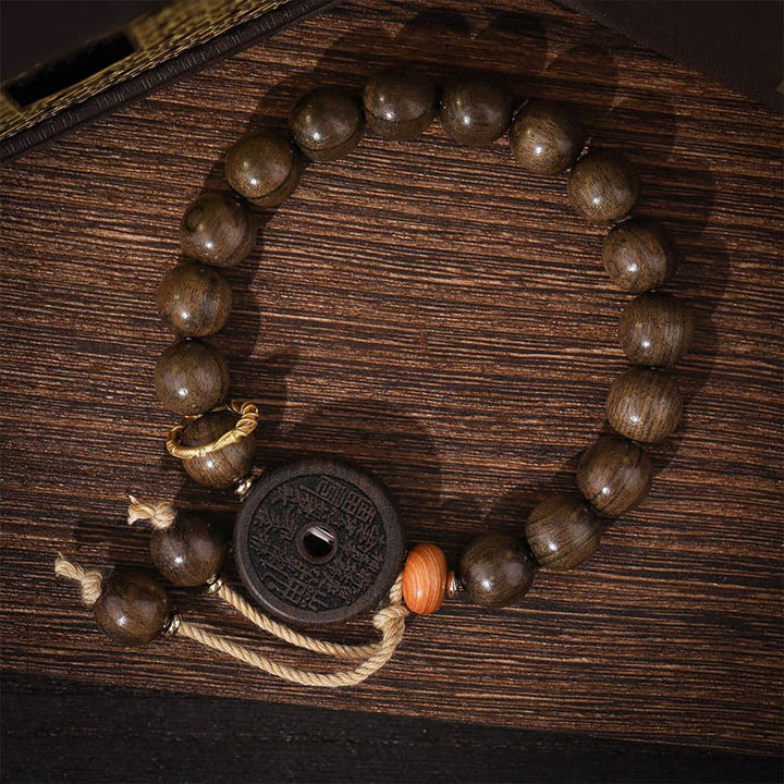 Piedras de Buda Madera de Ébano Fantasmas de Montaña Pulsera de Equilibrio Gasto de Dinero