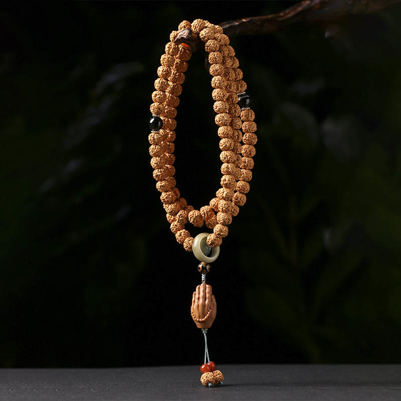 Buda Piedras Semilla de Bodhi Cuenta Dzi de Tres Ojos Amuleto de la Mano de Buda Pulsera de Riqueza