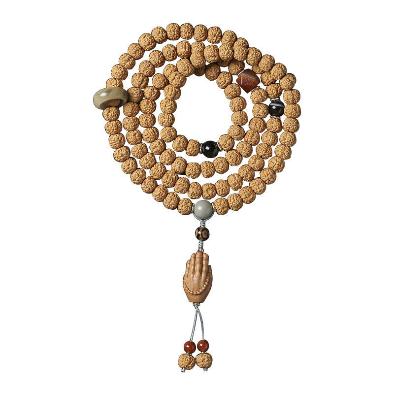Buda Piedras Semilla de Bodhi Cuenta Dzi de Tres Ojos Amuleto de la Mano de Buda Pulsera de Riqueza