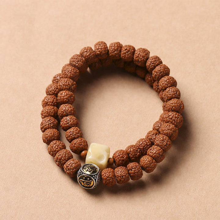 Buda Piedras Semilla de Bodhi Cuenta Dzi de Tres Ojos Amuleto de la Mano de Buda Pulsera de Riqueza