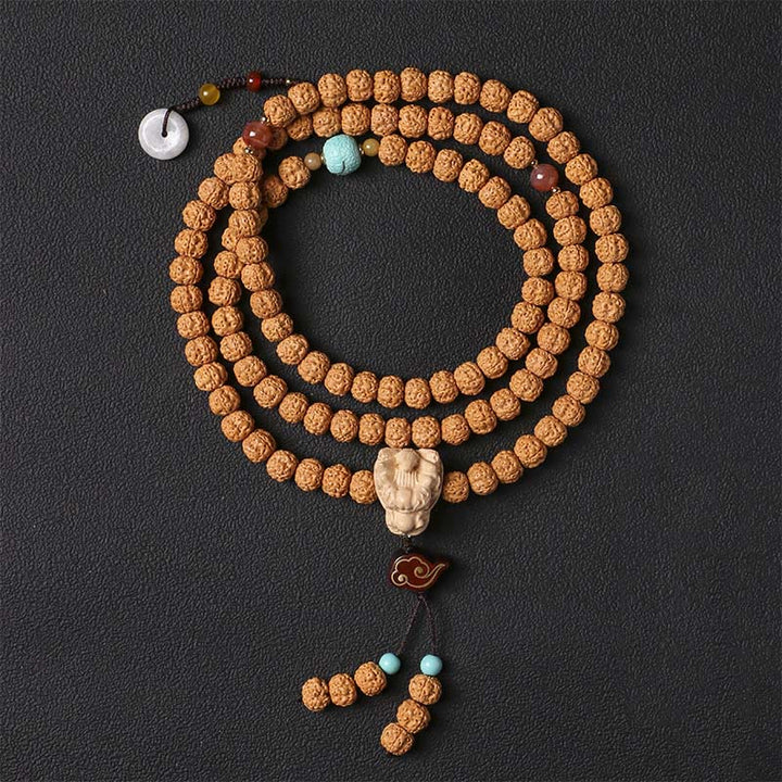 Buda Piedras Semilla de Bodhi Cuenta Dzi de Tres Ojos Amuleto de la Mano de Buda Pulsera de Riqueza