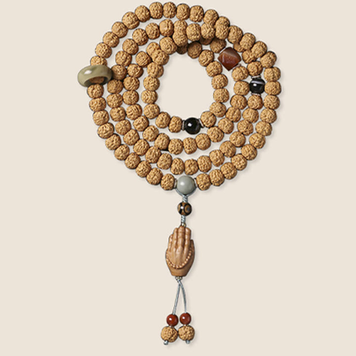 Buda Piedras Semilla de Bodhi Cuenta Dzi de Tres Ojos Amuleto de la Mano de Buda Pulsera de Riqueza