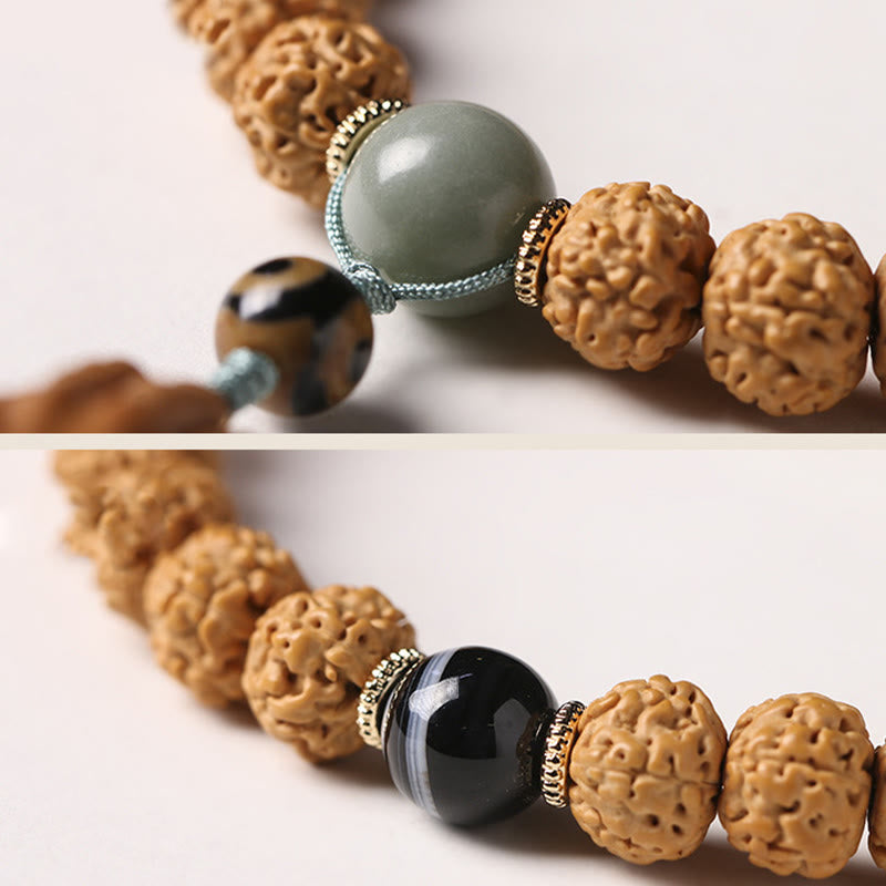 Buda Piedras Semilla de Bodhi Cuenta Dzi de Tres Ojos Amuleto de la Mano de Buda Pulsera de Riqueza