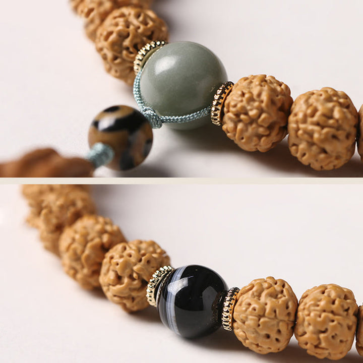 Buda Piedras Semilla de Bodhi Cuenta Dzi de Tres Ojos Amuleto de la Mano de Buda Pulsera de Riqueza