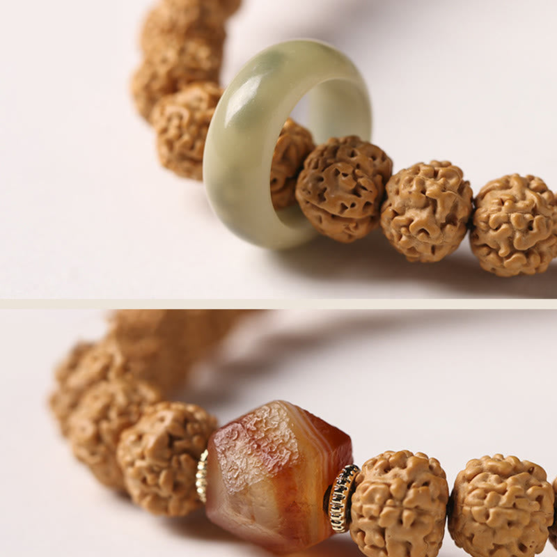 Buda Piedras Semilla de Bodhi Cuenta Dzi de Tres Ojos Amuleto de la Mano de Buda Pulsera de Riqueza