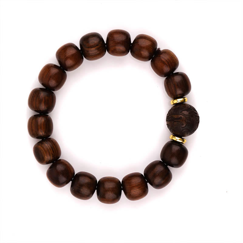 Pulsera de Compasión de Madera de Rosal Natural con Piedras de Buda