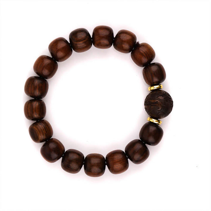 Pulsera de Compasión de Madera de Rosal Natural con Piedras de Buda