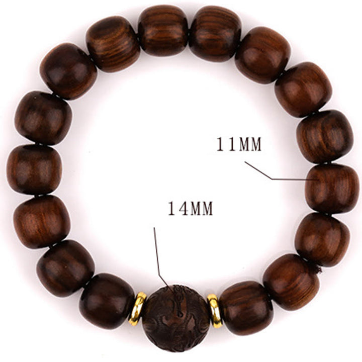 Pulsera de Compasión de Madera de Rosal Natural con Piedras de Buda