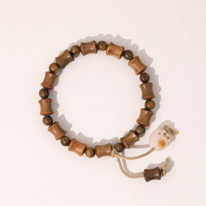 Buddha Stones Green Sandalwood Bodhi Seed Cat Claw Bamboo Peace Bracelet - Sándalo verde (circunferencia de la muñeca: 15-17 cm) - image 1