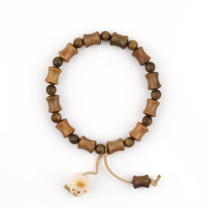 Buddha Stones Green Sandalwood Bodhi Seed Cat Claw Bamboo Peace Bracelet - image 6