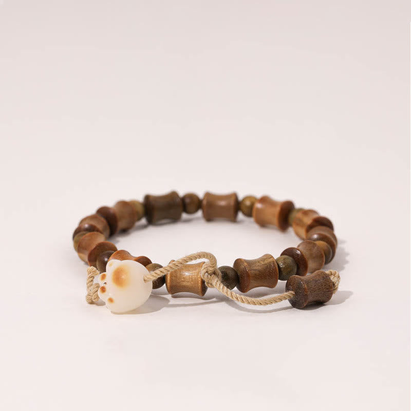 Buddha Stones Green Sandalwood Bodhi Seed Cat Claw Bamboo Peace Bracelet - image 2