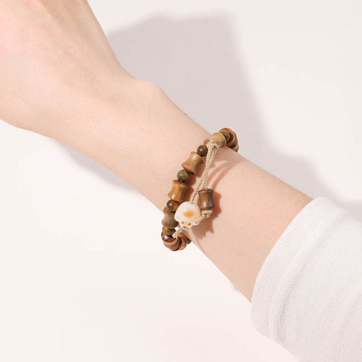 Buddha Stones Green Sandalwood Bodhi Seed Cat Claw Bamboo Peace Bracelet - image 4
