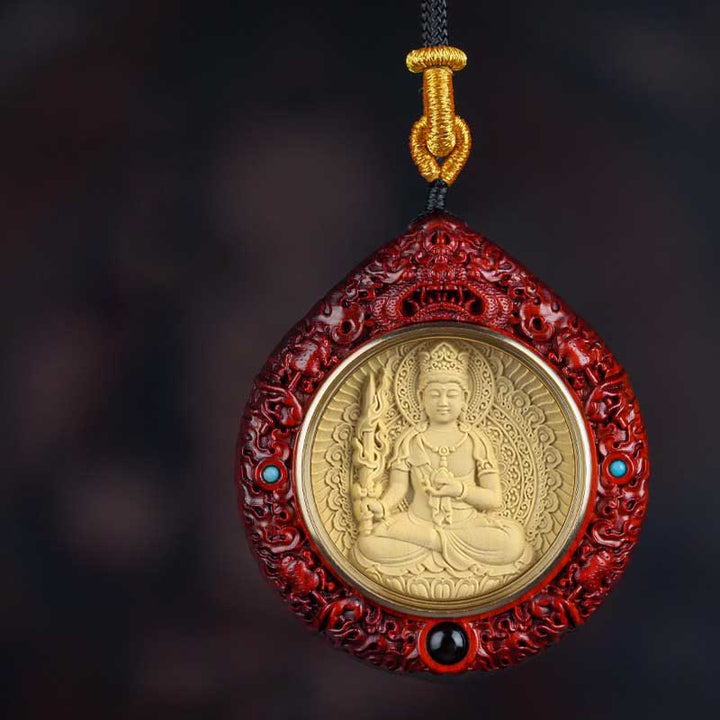 Buddha Stones Chinese Zodiac Natal Buddha Small Leaf Red Sandalwood Ebony Longevity Necklace Pendant  - Bodhisattva Buey/Tigre-Vacío - Sándalo rojo de hoja pequeña - image 17