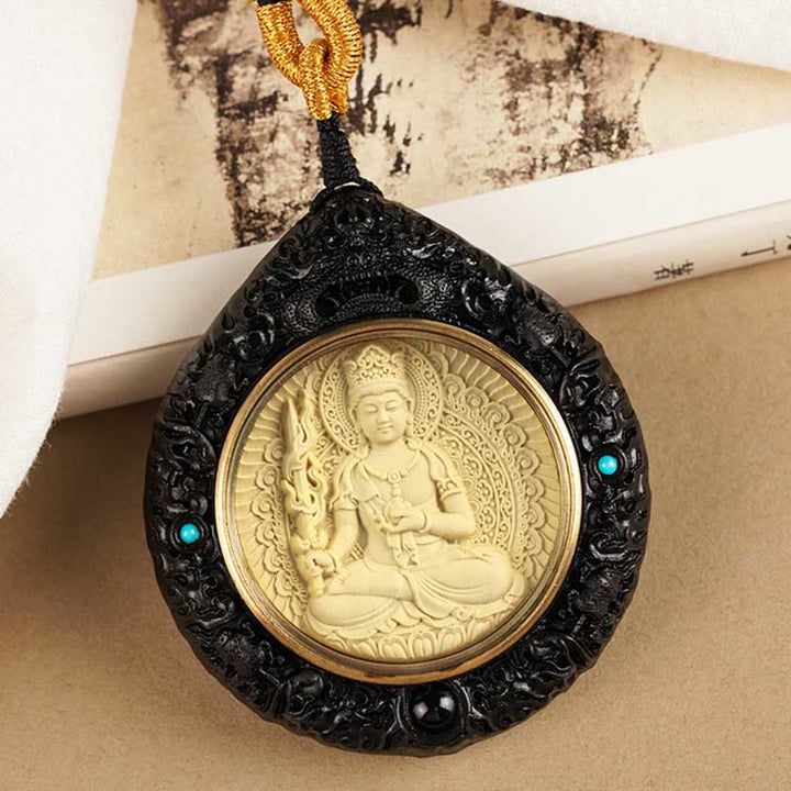 Buddha Stones Chinese Zodiac Natal Buddha Small Leaf Red Sandalwood Ebony Longevity Necklace Pendant  - image 21
