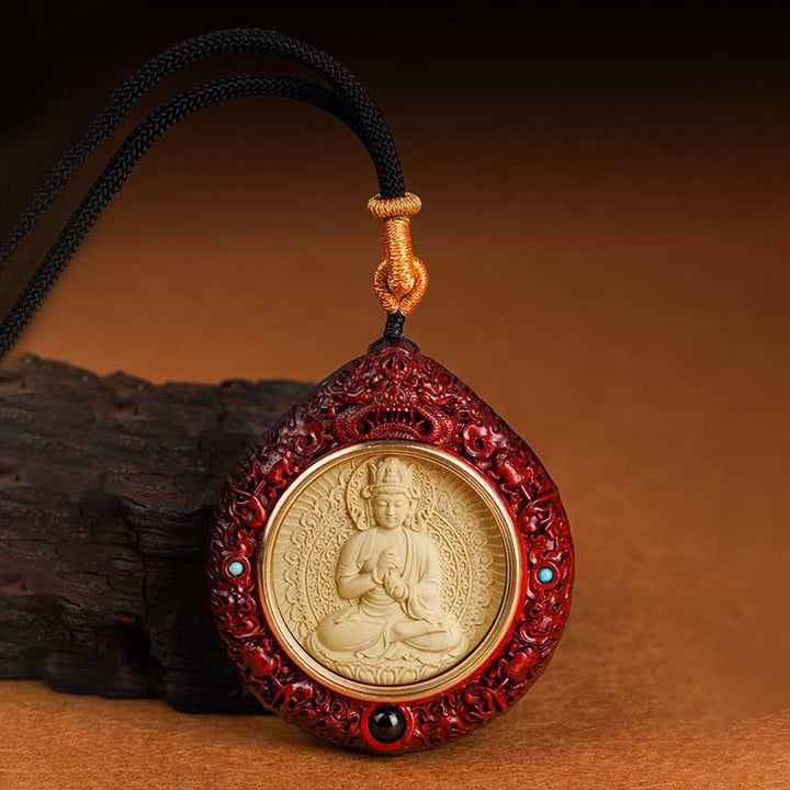 Buddha Stones Chinese Zodiac Natal Buddha Small Leaf Red Sandalwood Ebony Longevity Necklace Pendant  - image 19