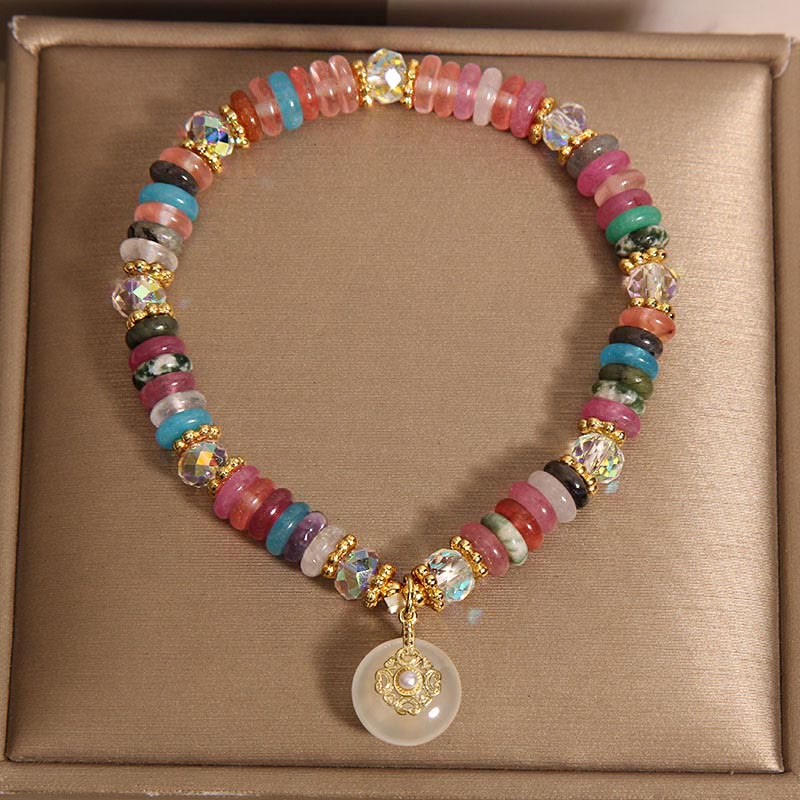 Piedras de Buda Varias Cristales Cuarzo Fresa Hebilla de Paz Pulsera Auspiciosa