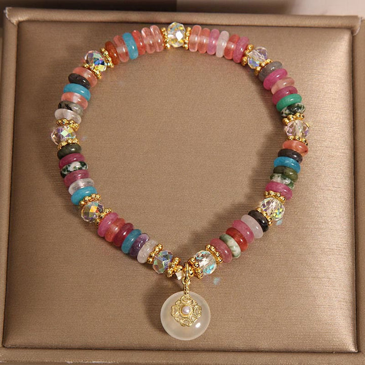 Piedras de Buda Varias Cristales Cuarzo Fresa Hebilla de Paz Pulsera Auspiciosa