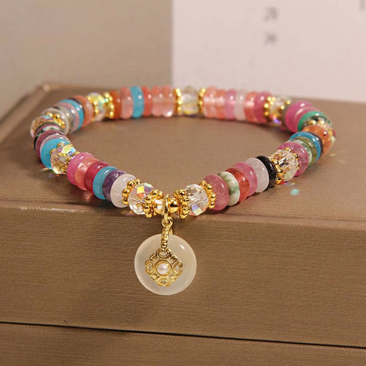 Piedras de Buda Varias Cristales Cuarzo Fresa Hebilla de Paz Pulsera Auspiciosa