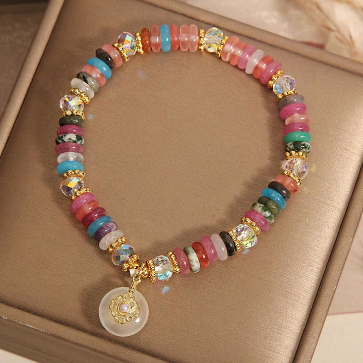 Piedras de Buda Varias Cristales Cuarzo Fresa Hebilla de Paz Pulsera Auspiciosa