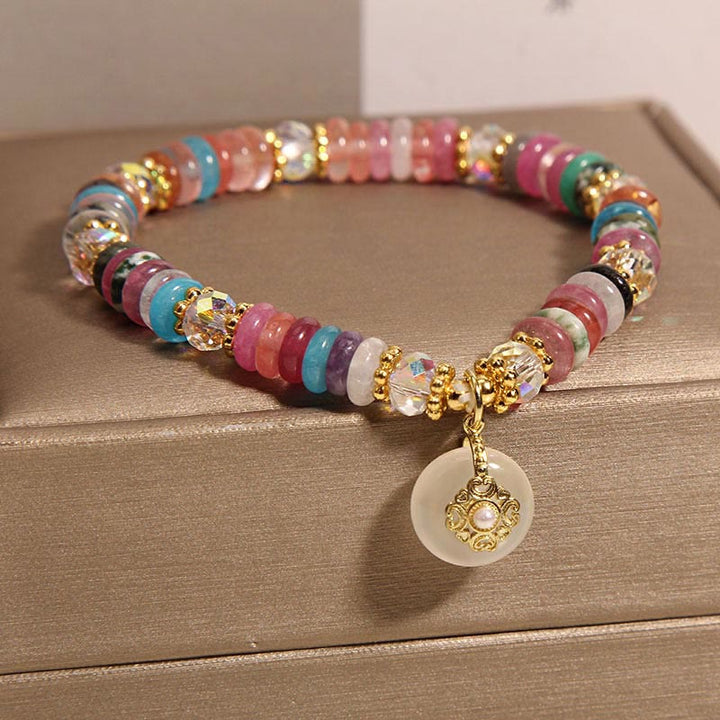 Piedras de Buda Varias Cristales Cuarzo Fresa Hebilla de Paz Pulsera Auspiciosa