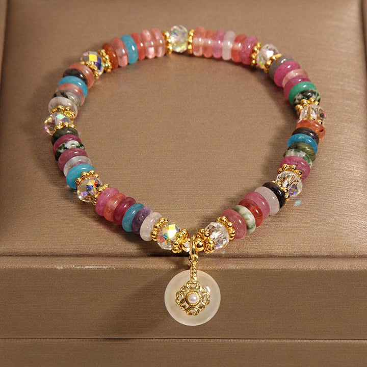 Piedras de Buda Varias Cristales Cuarzo Fresa Hebilla de Paz Pulsera Auspiciosa