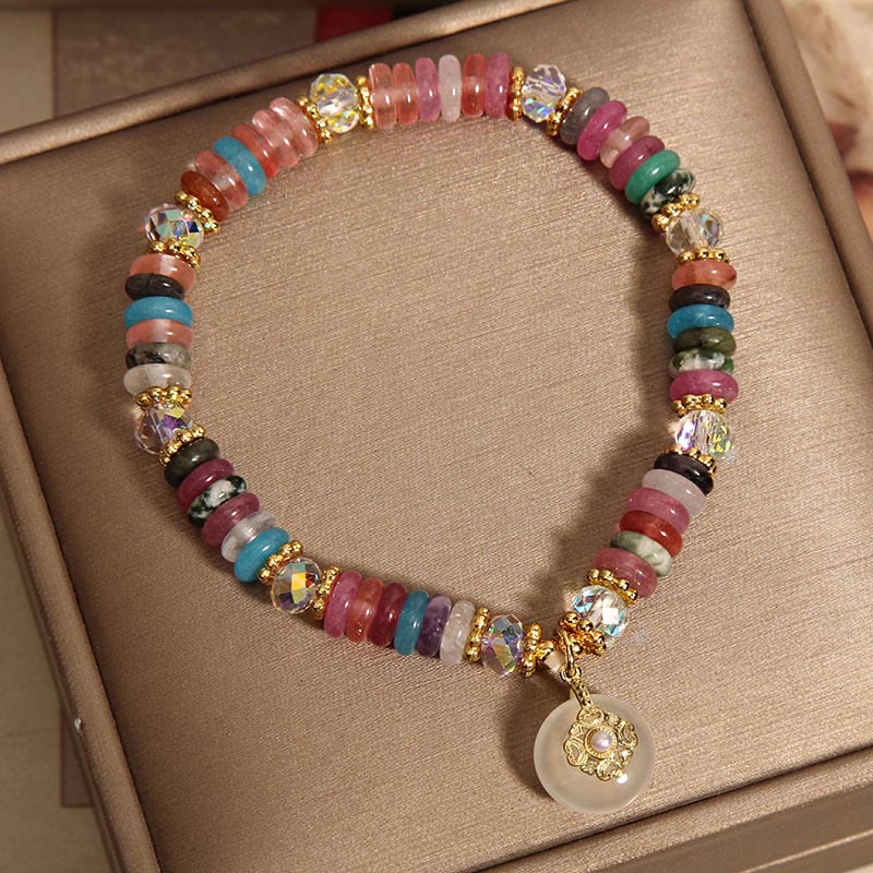Piedras de Buda Varias Cristales Cuarzo Fresa Hebilla de Paz Pulsera Auspiciosa