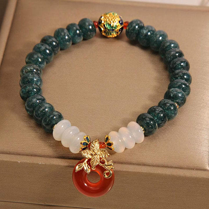 Piedras de Buda Jade Ágata Blanca Ágata Roja Abalorio de la Paz Abalorios de Ábaco Pulsera de la Suerte