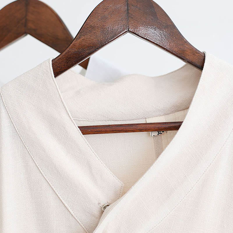 Juego de ropa de meditación Zen Tai Chi de algodón y lino, camisa de hombre de manga larga con cuello en V y pantalones, 2 piezas - image 16