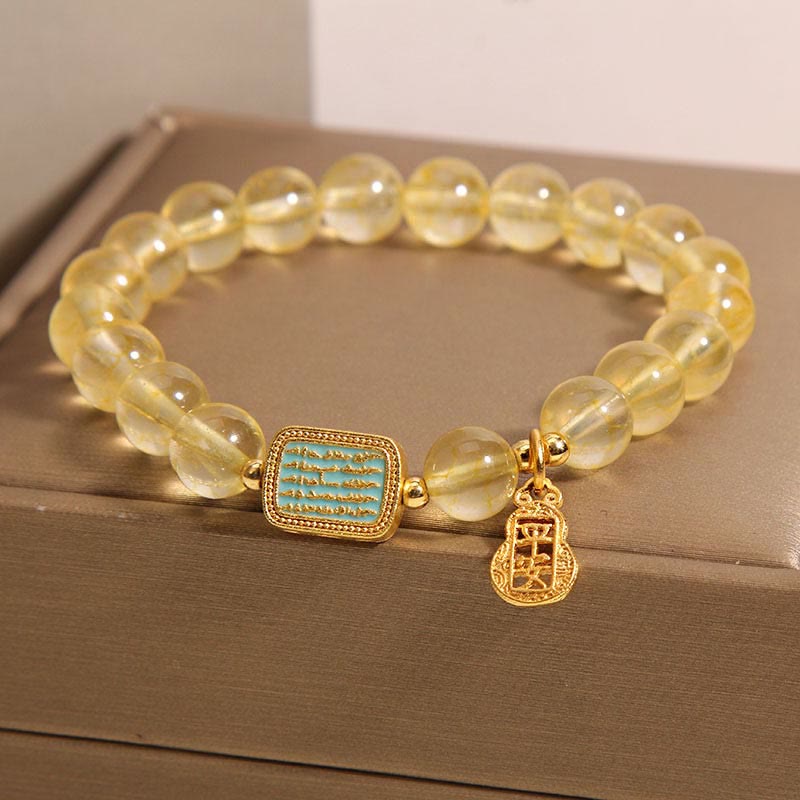 Buddha Stones Pulsera de Generosidad con Cuarzo Citrino Natural y Cinco Escrituras