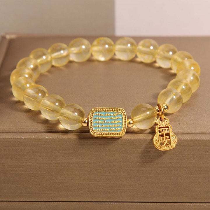 Buddha Stones Pulsera de Generosidad con Cuarzo Citrino Natural y Cinco Escrituras